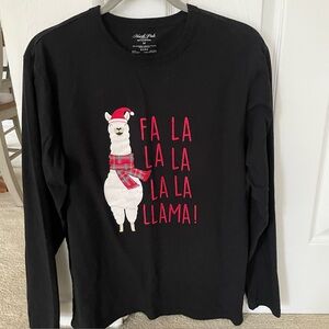 North Pole Fa La La Lama Black Long Sleeve Shirt Men’s Size M